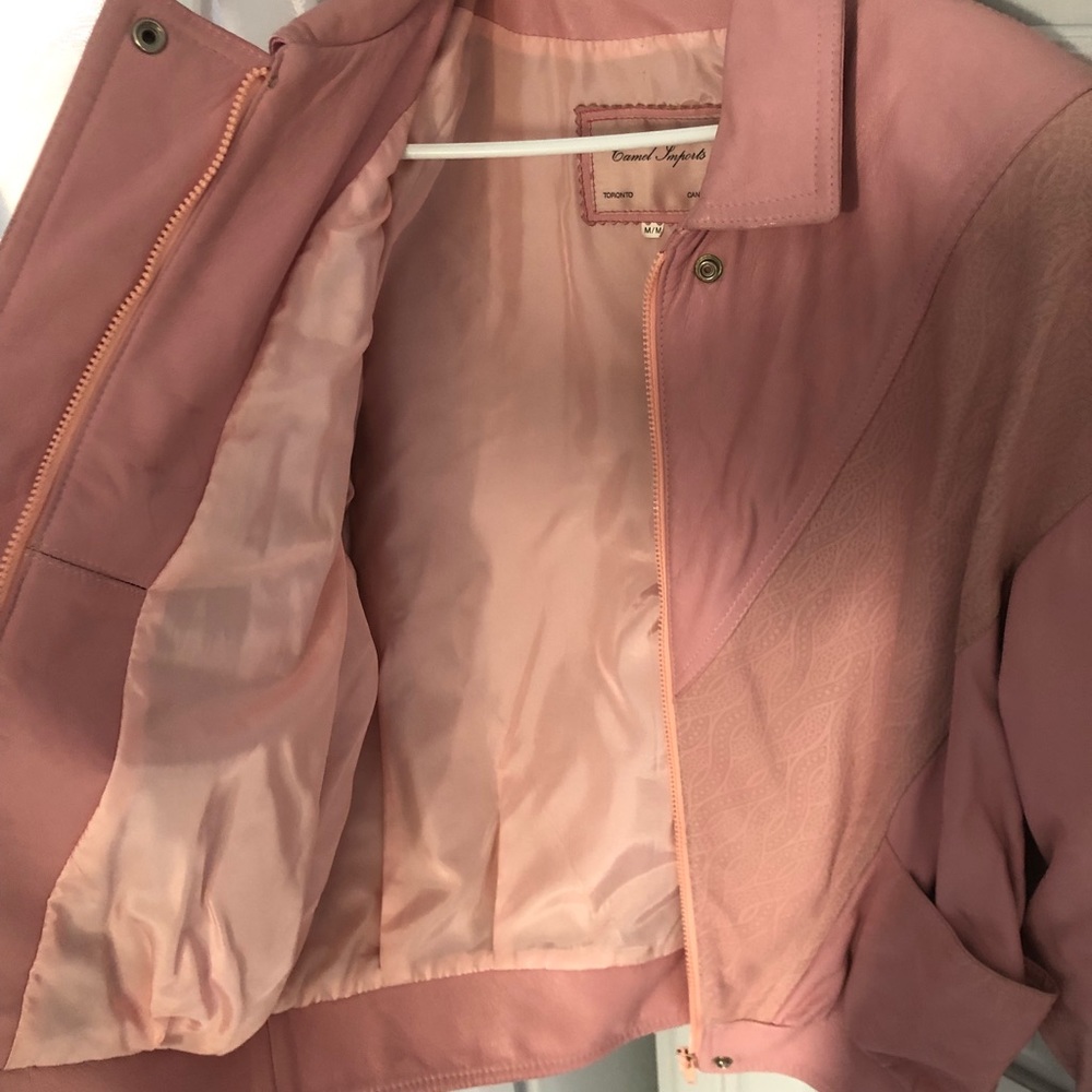 Pink Genuine Leather Jacket - Picture 4 of 7